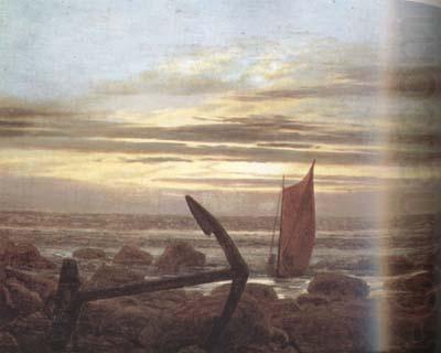 Moonlit Night with Boats on the Baltic Sea (mk10), Caspar David Friedrich
